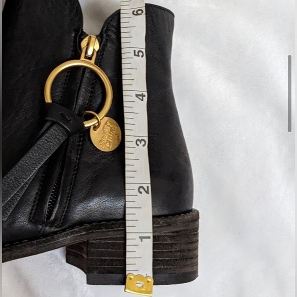 See By Chloe Black Vero Cuoio Leather Louise Logo Charm Ankle Boots 39- US 9 - Picture 6 of 14